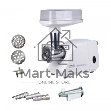 Мясорубка электрическая Аксион М14.04 белый, 600 Вт, 0.5 кг/мин, защита от перегрузки, насадки - 4