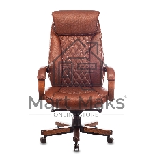 Кресло руководителя Бюрократ T-9924WALNUT светло-коричневый Leather Eichel, кожа, с подголов. крестовина металл/дерево