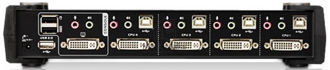 Переключатель KVM ATEN CS1784A-AT-G KVM+Audio+USB 2.0, 1 user USB+DVI => 4 cpu USB+DVI, со шнурами USB 4х1.8м., 2560x1600 60Hz DVI-D Dual Link/2048x