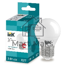Лампа светодиодная LED 3Вт Е27 220В 4000К G45 шар | LLE-G45-3-230-40-E27 | IEK
