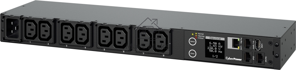 Блок распределения питания CyberPower PDU PDU41005 (PDU20SWHVIEC8FNET) 1U type, 16Amp, plug IEC 320 C20, (8) IEC 320 C13