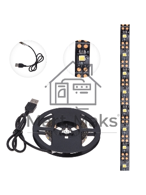 Лента светодиоднаяс USB-коннектором 5 В IP23 SMD 2835 60 LED/м 2 м теплый белый (2700 K) LAMPER