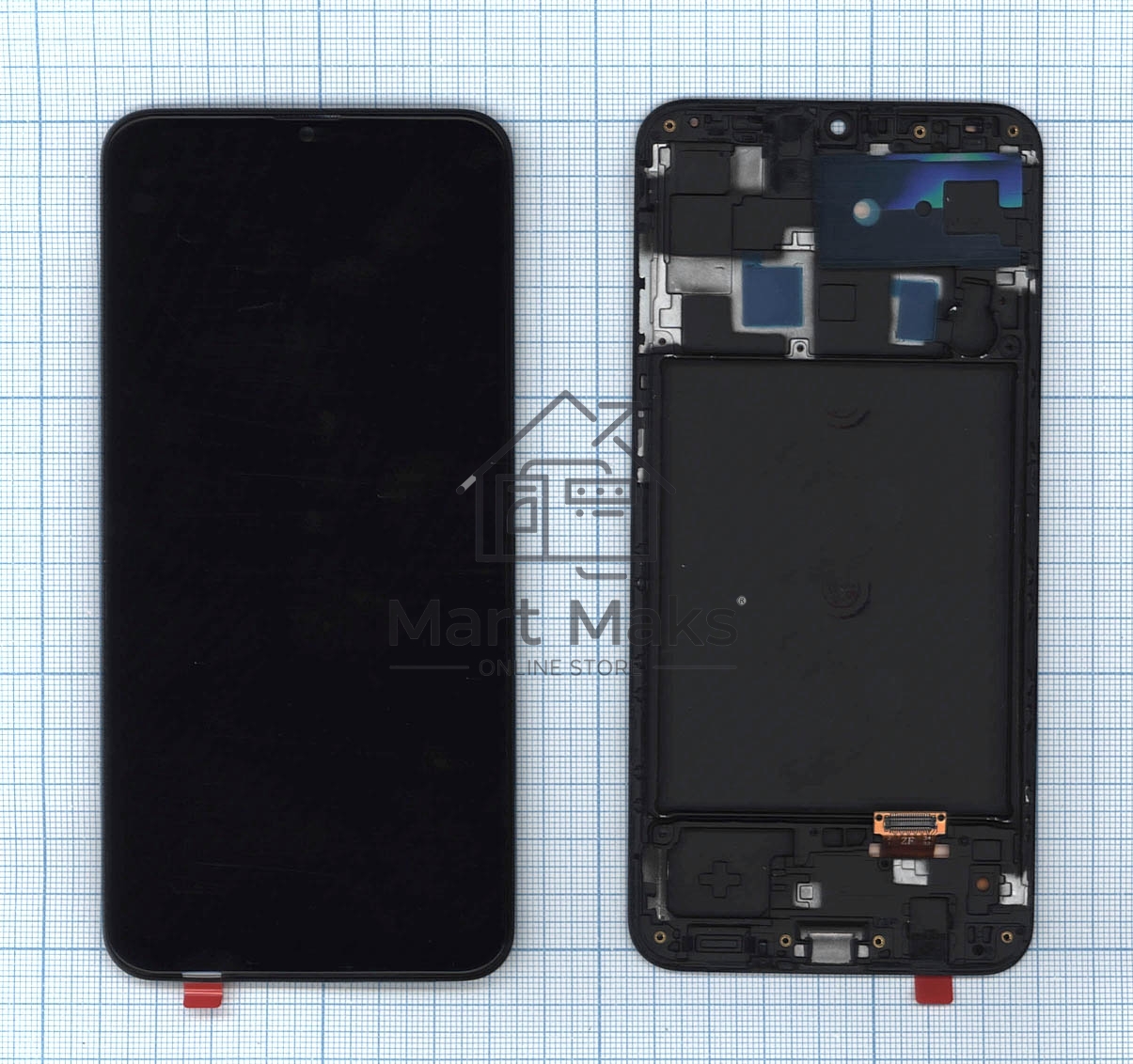 Дисплей для Samsung Galaxy A20 SM-A205F в сборе с тачскрином и рамкой (OLED), черный