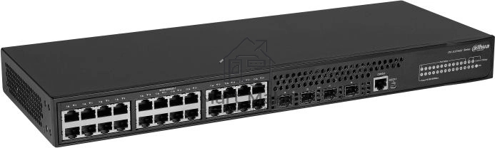 Коммутатор DAHUA 28-портовый управляемый, уровень L3Порты: 24 RJ45 10/100/1000Мбит/с, 4 SFP+ 1000/10000Мбит/с(uplink); питание: 100~240В(AC); грозозащита: до 6кВ
