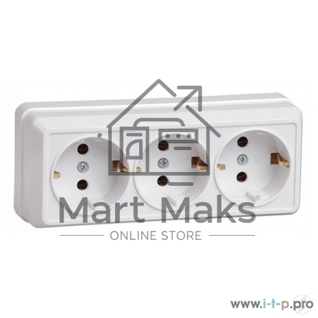 Розетка Iek ERO31-K01-16-DC РС23-3-ОБ 3местн. с з/к 16А откр.уст. ОКТАВА (белый)