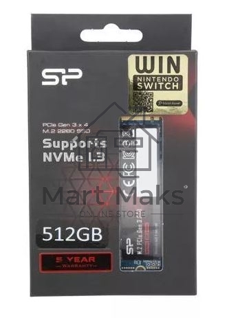 Накопитель SSD Silicon Power P34A60, 512GB, M.2 2280, PCIe 3.0 x4, NVMe, R/W 2200/1600