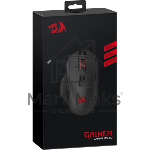 Мышь проводная REDRAGON Gainer черный, 3200 dpi, USB, кнопки - 6