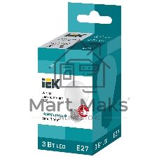 Лампа светодиодная LED 3Вт Е27 220В 4000К G45 шар | LLE-G45-3-230-40-E27 | IEK