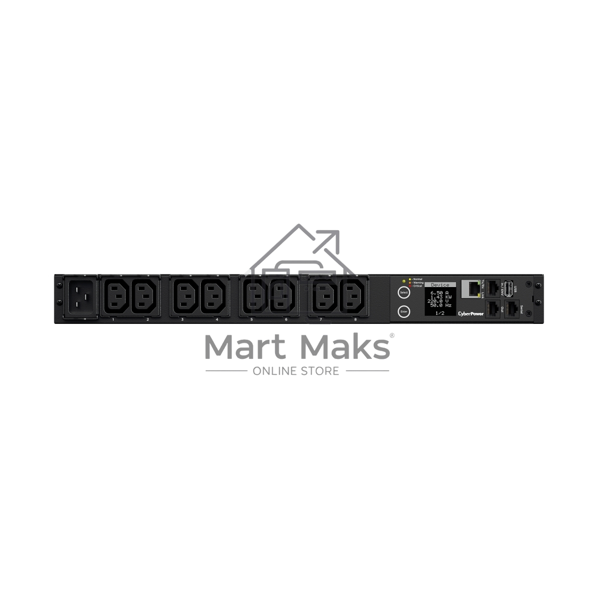 Блок распределения питания CyberPower PDU PDU41005 (PDU20SWHVIEC8FNET) 1U type, 16Amp, plug IEC 320 C20, (8) IEC 320 C13