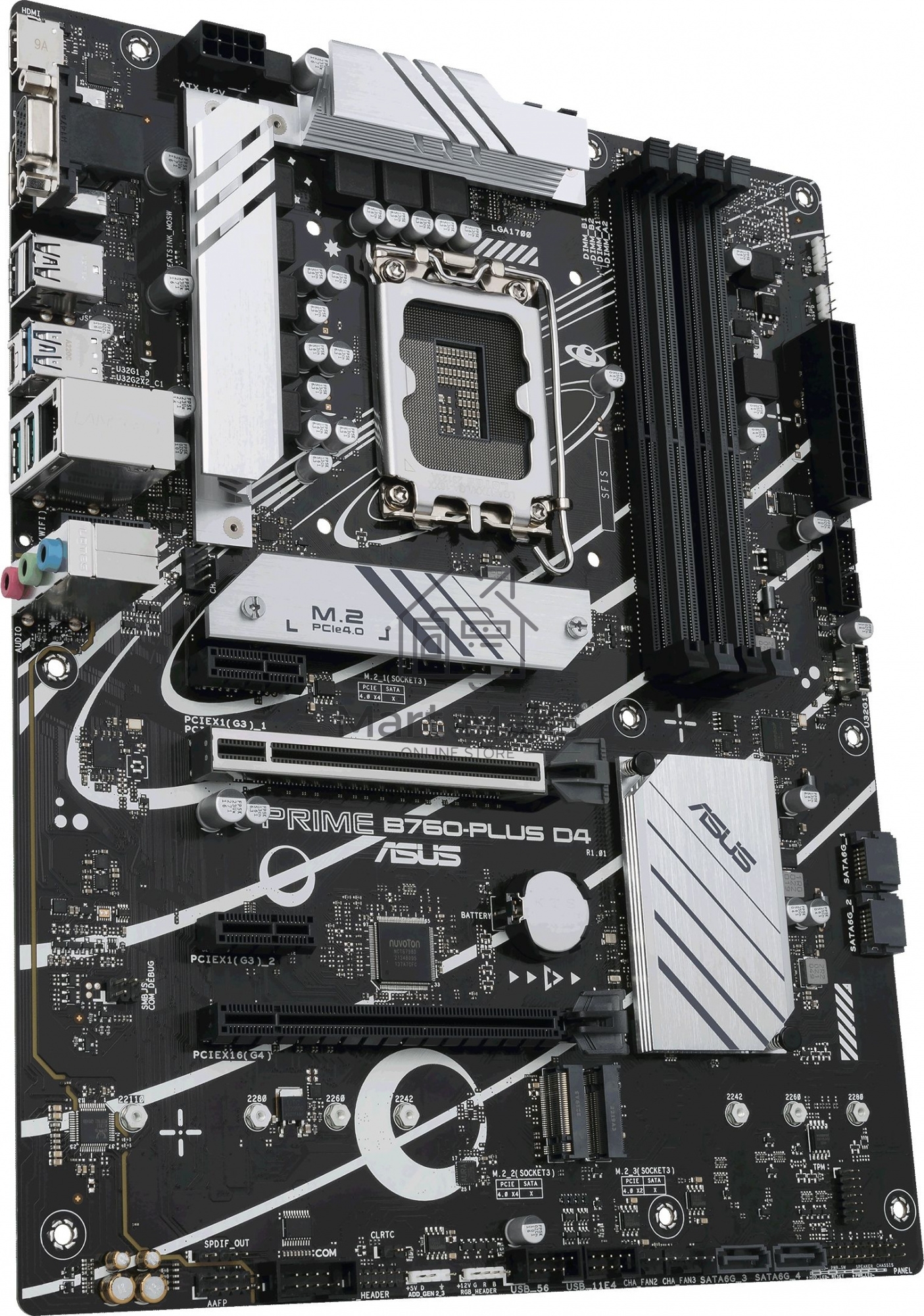 Материнская плата ASUS PRIME B760-PLUS D4, LGA 1700, Intel B760, 4xDDR4, 4xSATA, 3xM.2, 1xPCIe 4.0 x4, 1xPCIe 5.0 x16, 1xHDMI, 1xDP, 1xVGA, 1x 2.5Gb LAN, 1xUSB 3.2 Gen 2, 2xUSB-A 3.2 Gen 2, 3x3.5 мм, 7.1, ATX