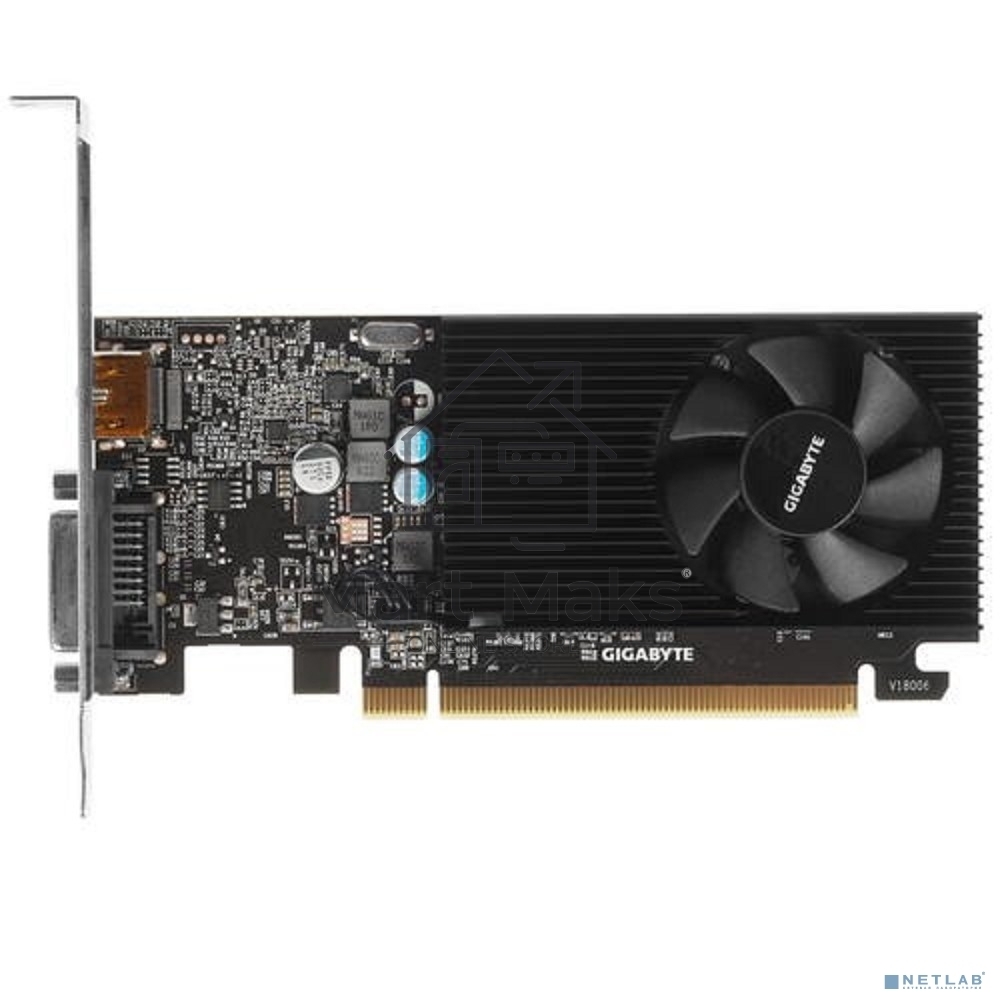 Видеокарта Gigabyte GV-N1030D4-2GL NVidia GeForce GT 1030, 2Gb DDR4/64-bit, PCI-Ex16 3.0, DVI-Dx1, HDMI2.0bx1, LP, 2-slot cooler, Retail