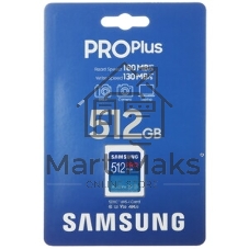Флеш карта SDXC 512Gb Samsung PRO Plus Class 10, A2, V30, W130МБ/с, R180МБ/с, MB-SD512S/APC