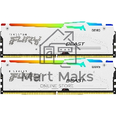 Оперативная память Kingston Fury Beast, DDR5, 32Gb (2x16Gb), 6000MHz, CL36, DIMM, с радиаторами, RGB, белый