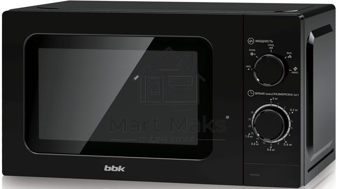 Микроволновая печь BBK 20MWS717MB черный, 20 л, 700 Вт, переключатели - поворотный механизм