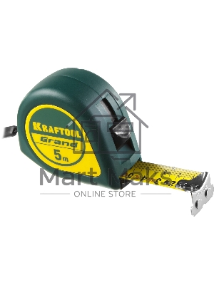 Рулетка KRAFTOOL GRAND 5м / 25мм с ударостойким корпусом (ABS) и противоскользящим покрытием