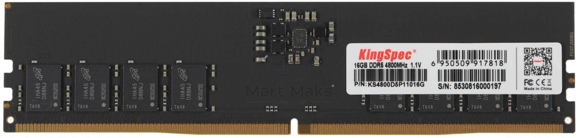 Оперативная память KingSpec DDR5, 16GB (1x16GB), 4800MHz, CL40, DIMM