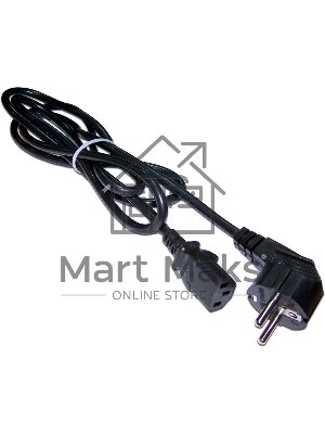 Шнур питания Lanmaster C13-Schuko угловая, 3х0.75, 220В, 10А, черный, 1.8 метра