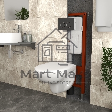 Комплект BAU 6 в 1: инсталляция BAU PRO для подвесного унитаза, унитаз подвесной безободковый Bau Novo, быстросъемное сиденье микролифт, клавиша BAU Round, черная матовая