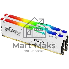 Оперативная память Kingston Fury Beast, DDR5, 32Gb (2x16Gb), 6000MHz, CL36, DIMM, с радиаторами, RGB, белый
