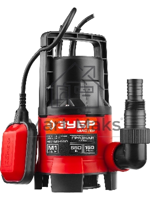 Насос ЗУБР НПГ-М1-550мастер м1 погружной дренажный для грязной воды d частиц до 35мм 550Вт 160л/м