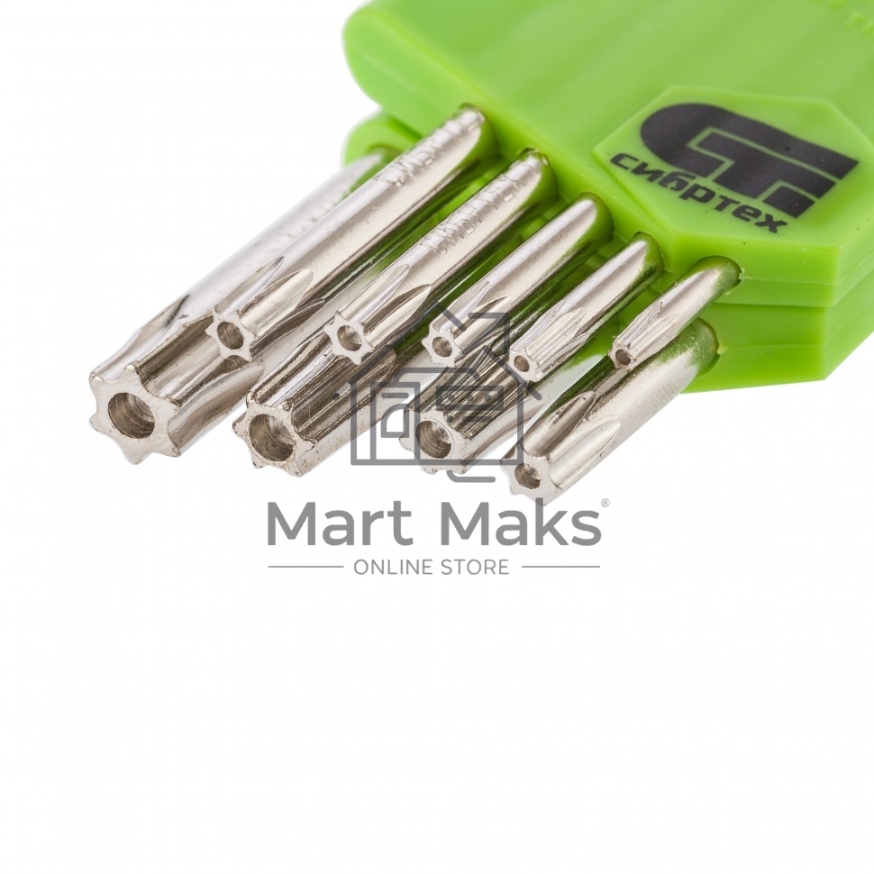 Набор ключей имбусовых Tamper-Torx, 9 шт., TT10-TТ50, 45x, закаленные, короткие, никель Сибртех