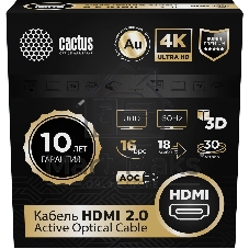 Кабель аудио-видео Cactus CS-HDMI-AOC-2-30 HDMI (m)/HDMI (m) 30м. позолоч.конт. черный