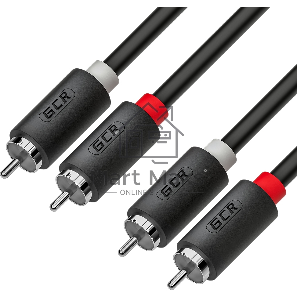 Кабель GCR 5.0m аудио 2 х RCA / 2 х RCA, черный, GCR-54131