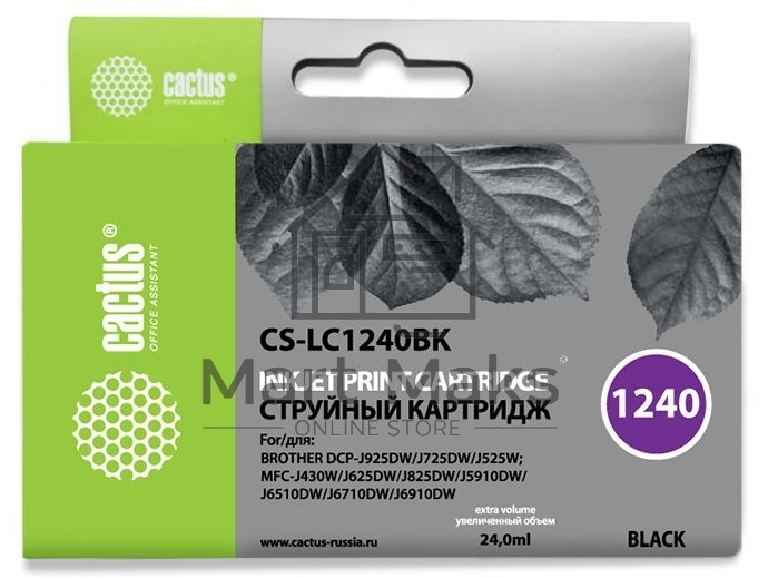 Картридж струйный Cactus CS-LC1240BK черный (24 мл) для Brother MFC-J6510/6910DW