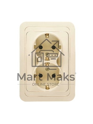 Розетка 2-м СП Mimoza 16А IP20 с заземл. крем/крем Makel 25082