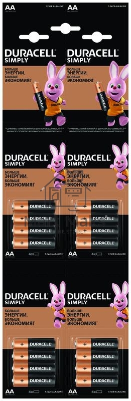 Элемент питания Duracell LR6-4BL BASIC 4х4 (16/208/18304)5009139/5008091 (блист.16шт) Duracell Б0046868