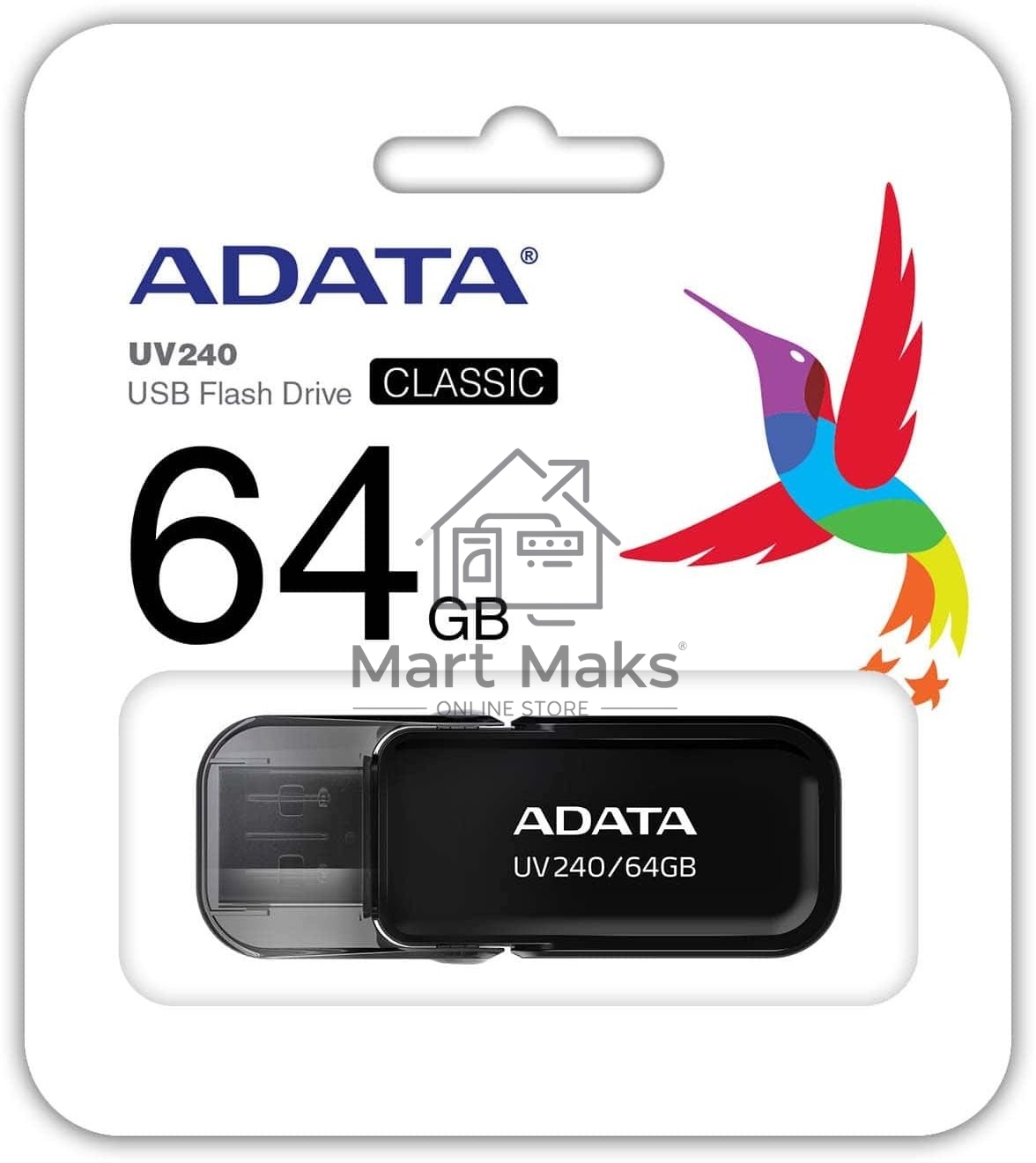 Флешка USB ADATA R/W 64GB ADATA UV240, USB 2.0, черный
