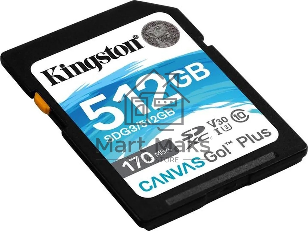 Флеш карта SD 512GB Kingston SDXC Class 10 UHS-I U3 V30 Canvas Go Plus 170MB/s