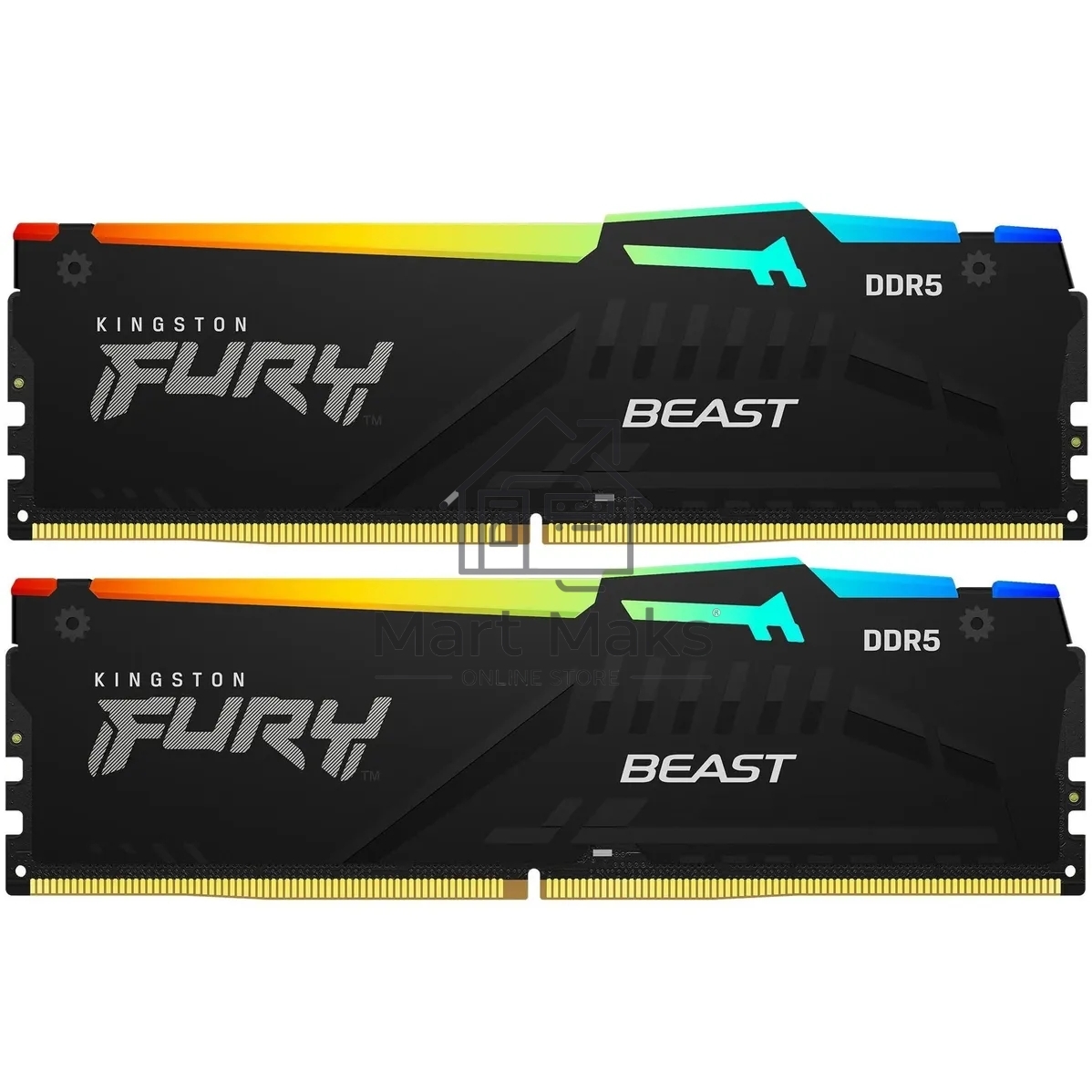 Оперативная память Kingston Fury Beast, DDR5, 16GB (2x8GB), 6000MHz, CL30, DIMM, с радиаторами, RGB, черный