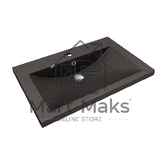 Тумба под раковину Bau Stil Loft black brushed, раковина кварцевая BAU Stil 75, черный металлик, смеситель Hotel Black, черный