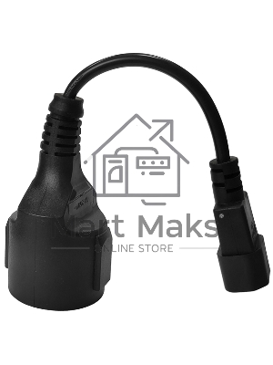 Удлинитель, вилка C14 - розетка Schuko, 3х0.75, 220В, 10А, черный, 0.2 метра