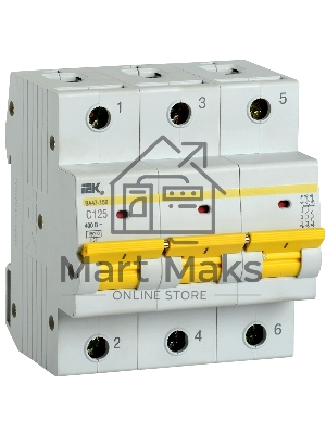 Выключатель автоматический трехполюсный ВА47-150 125А C 15кА MVA50-3-125-C IEK