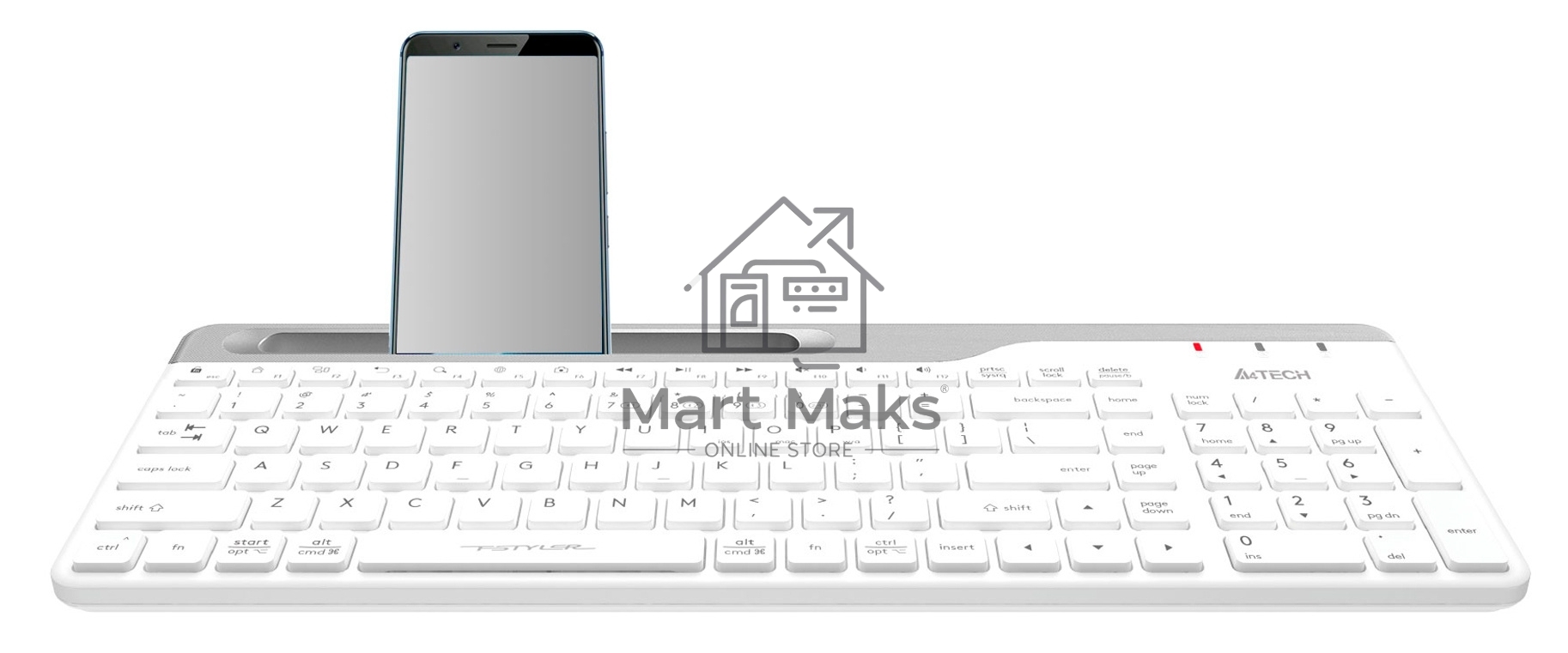 Клавиатура A4Tech Fstyler FBK25 беспроводная, USB, Bluetooth/Радиоканал, белый/серый