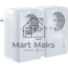 Сетевой адаптер TP-Link TL-PA4010PKIT AV600 Powerline Adapter with AC Pass Through Starter Kit, Ultra Compact Size, 500Mbps Powerline Datarate, 10/100Mbps Fast Ethernet, HomePlug AV, Green Powerline, Plug and Play