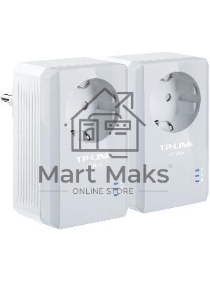 Сетевой адаптер TP-Link TL-PA4010PKIT AV600 Powerline  Adapter with AC Pass Through Starter Kit, Ultra Compact Size, 500Mbps Powerline Datarate,  10/100Mbps Fast Ethernet, HomePlug AV, Green Powerline,  Plug and Play