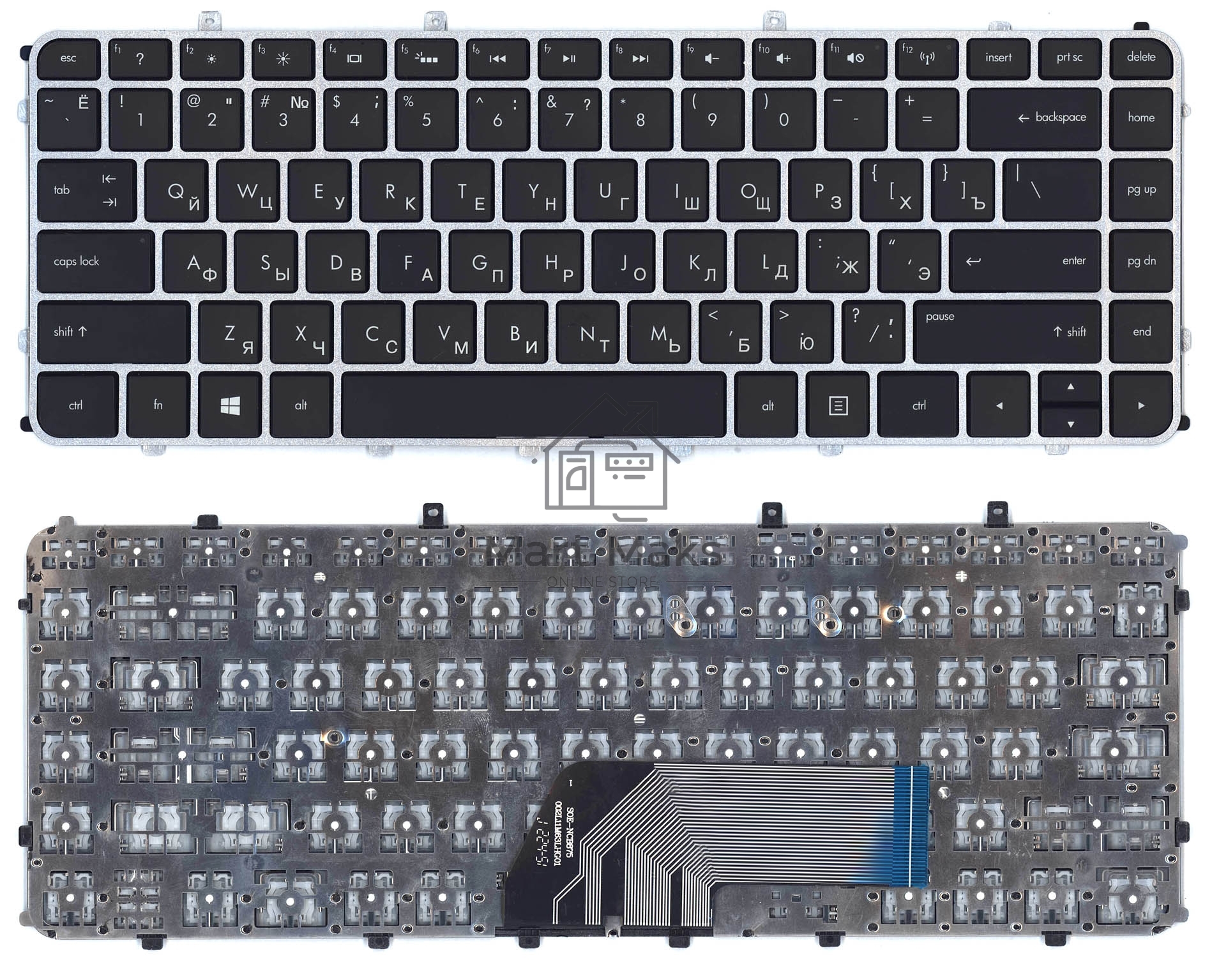 Клавиатура для ноутбука HP Envy 4-1000 Envy 6-1000 черная с серебристой рамкой