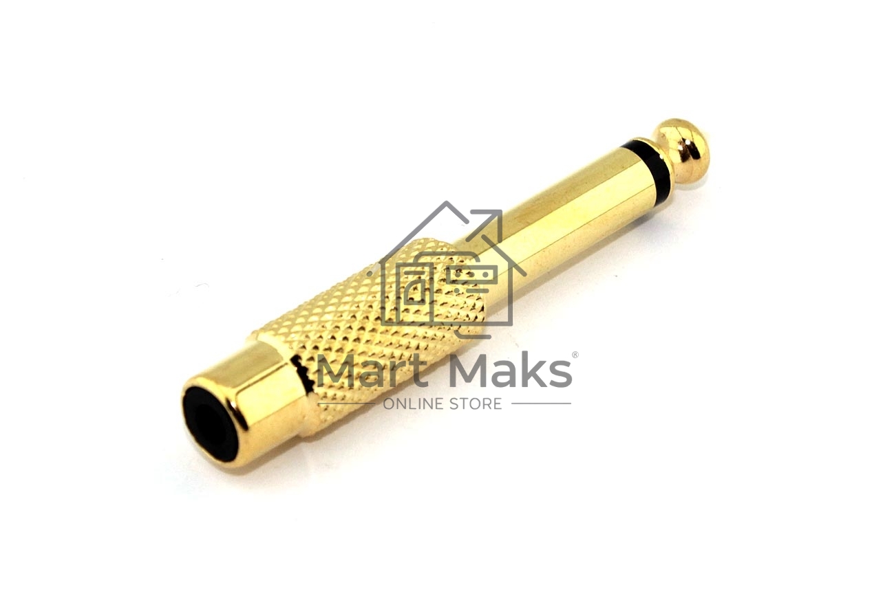 Переходник miniJack 3,5 мм - на Jack 6,3 мм позолоченный 1 канал