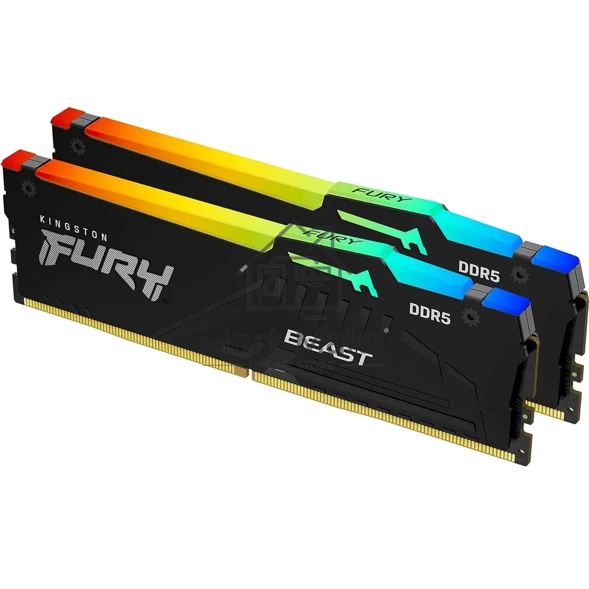 Оперативная память Kingston Fury Beast, DDR5, 16GB (2x8GB), 6000MHz, CL30, DIMM, с радиаторами, RGB, черный