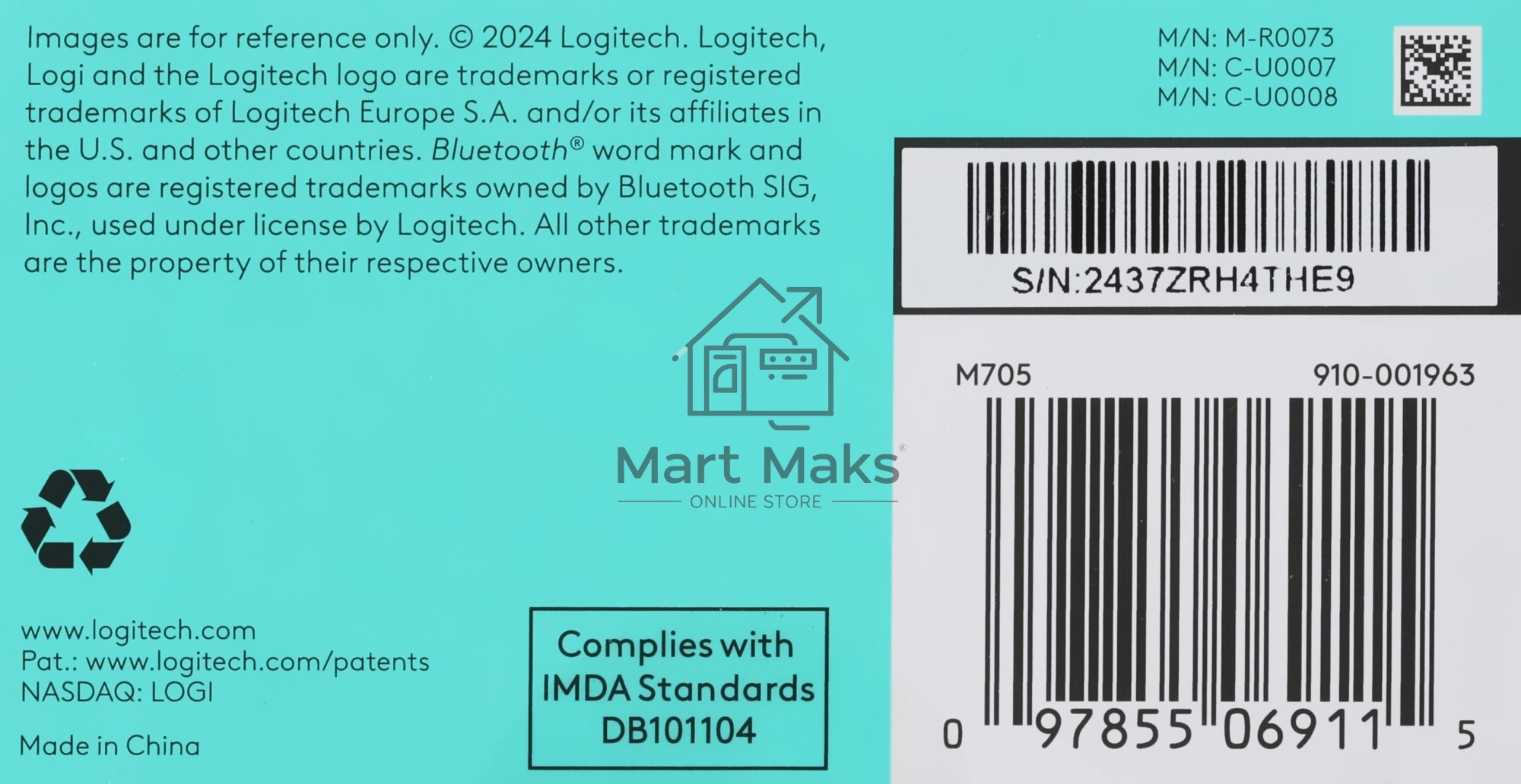Мышь беспроводная Logitech M705 серый, 1000 dpi, USB, радиоканал, кнопки - 7