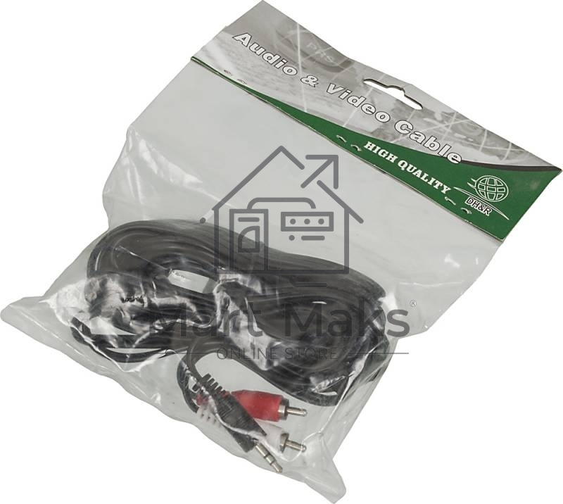 Кабель аудио Ningbo JAAC010-5 2хRCA (m)/Jack 3.5 (m) 5м. черный