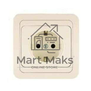 Розетка 1-м СП Mimoza 16А IP20 с заземл. крем/крем Makel 25028