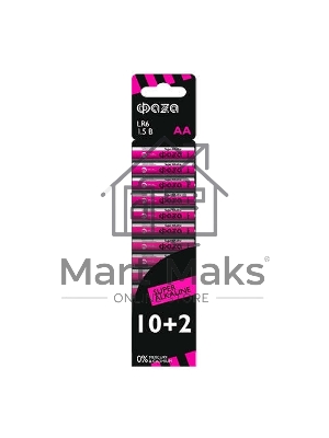 Элемент питания алкалиновый LR6 Super Alkaline SBL-10+2 (уп.12шт) ФАZА 2854582, 1.5 В