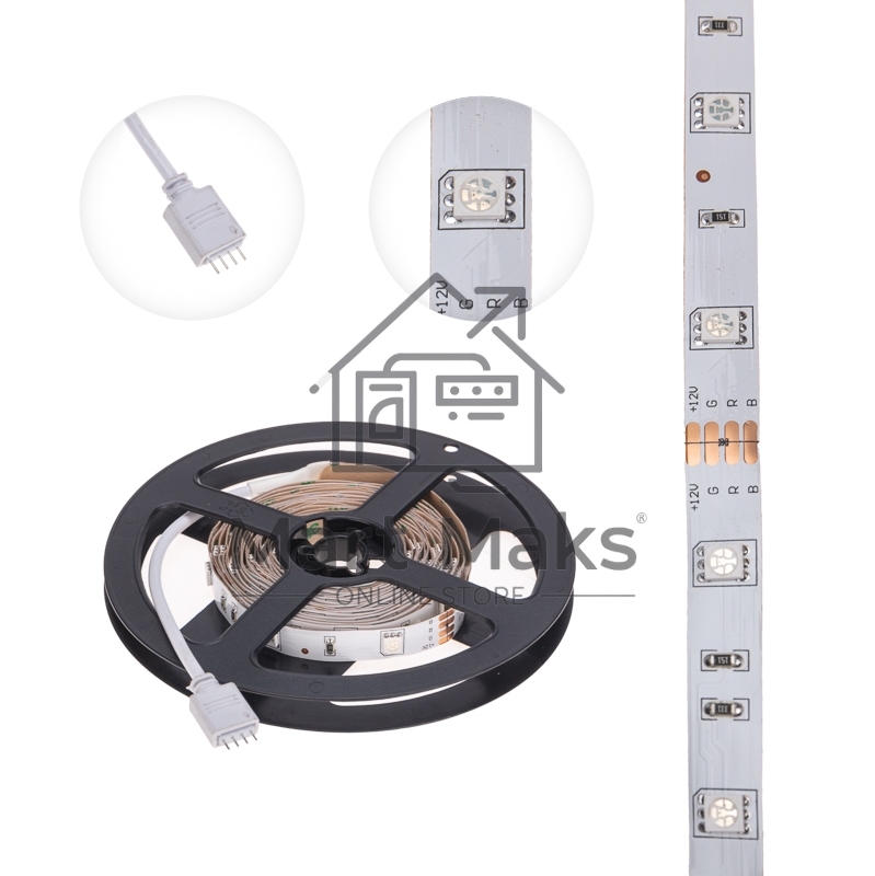 Лента LED 3 м 12 В 3030 RGB IP23 30 LED/м для БП с клеммами LAMPER