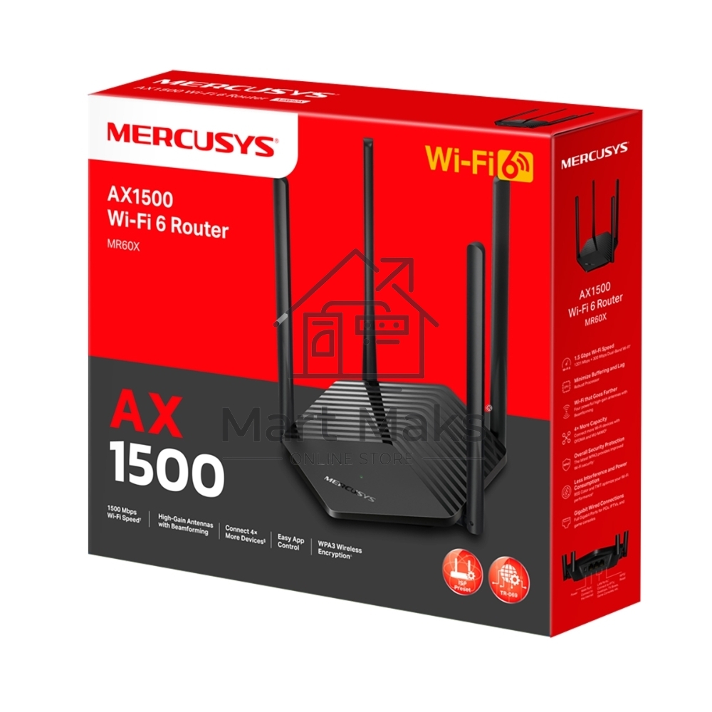Двухдиапазонный Wi-Fi роутер Mercusys MR60X AX1500