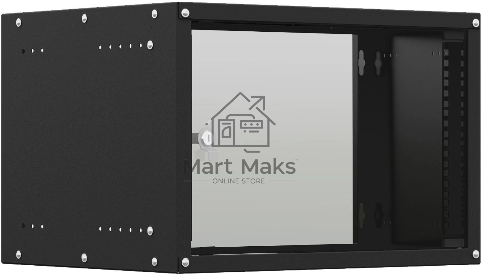 Шкаф коммутационный NTSS Lime (NTSS-WL9U5545GS-BL) настенный 9U 550x450мм пер.дв.стекл несъемн.бок.пан. 30кг черный 370мм 12кг 110град. 500мм IP20 сталь