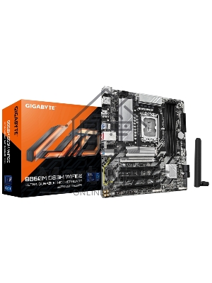 Материнская плата Gigabyte B860M DS3H WIFI6E, LGA1851, Intel B860, 4xDDR5, 4xSATA, 2xM.2, 1xPCIe 5.0 x16, 3xPCIe 4.0 x1, 2xDP, 1xHDMI, 1x2.5Gb LAN, Wi-Fi 6E, Bluetooth 5.3, 1xUSB-C 10Gbps, 2xUSB-A 10Gbps, 4xUSB-A 5Gbps, 7xUSB-A 2.0, 3x3.5 мм, 7.1, mATX